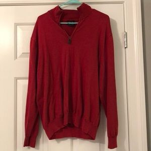 Red Quarter Zip Pullover Sweatshirt